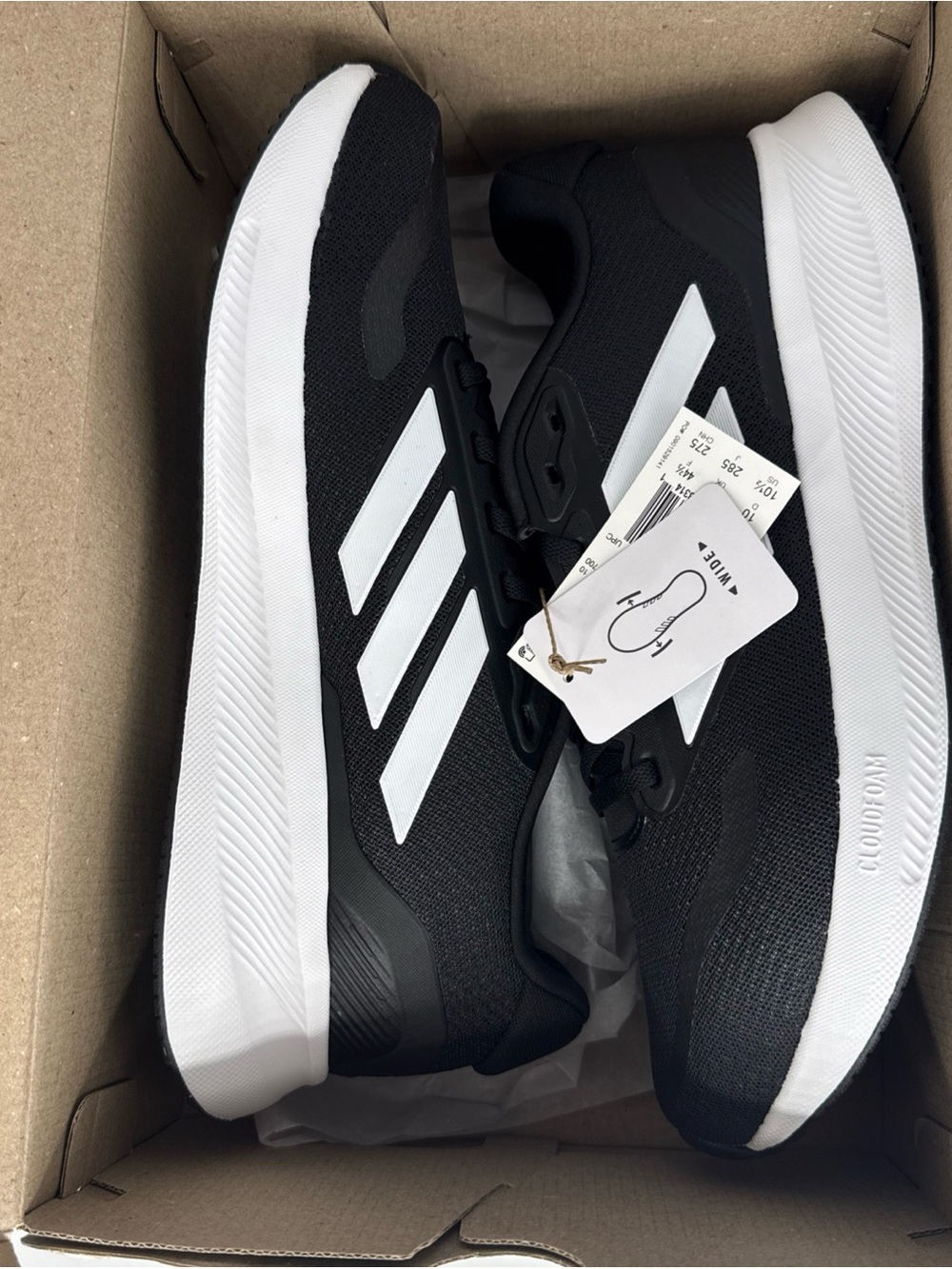 New Mens Athleisure adidas Runfalcon 5.0 Running Shoe Black White Sz 10.5 wide